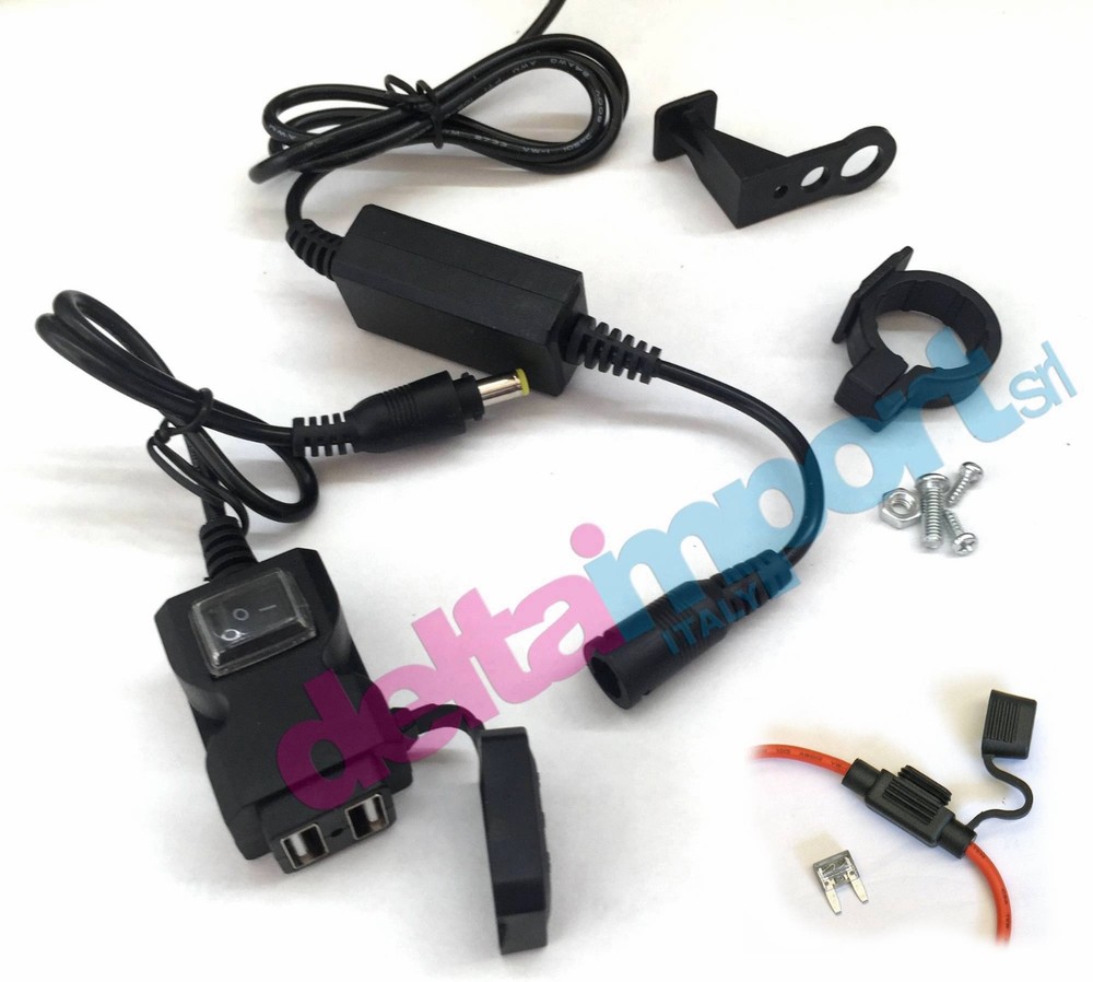 Dual USB Motorcycle Socket 12V Waterproof Handlebar/Plate Fuse Switch