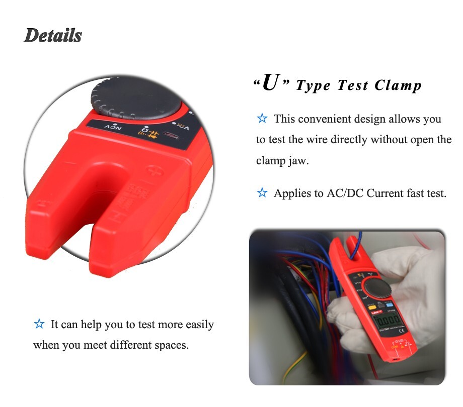 UT256B Voltmeter 200A Fork Clamp Meters DC Current Capacitance NCV Tester Tool