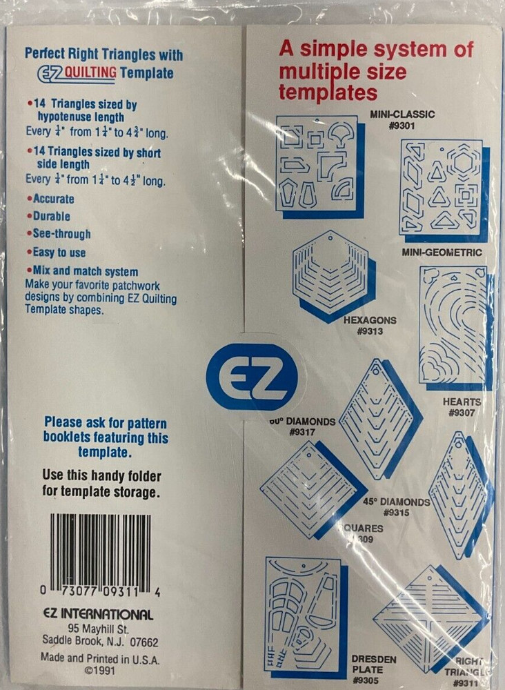 EZ QUILTING #9311 RIGHT TRIANGLES TEMPLATE BY MARTI MICHELL
