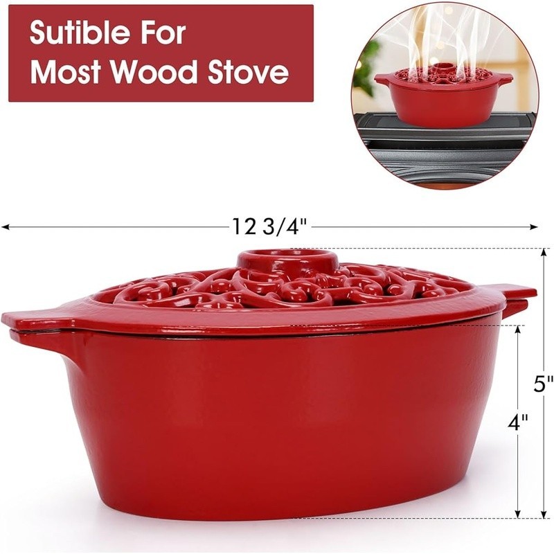 Cast Iron Wood Stove Humidifier Aroma Diffuser Automatic Steamer Durable Design
