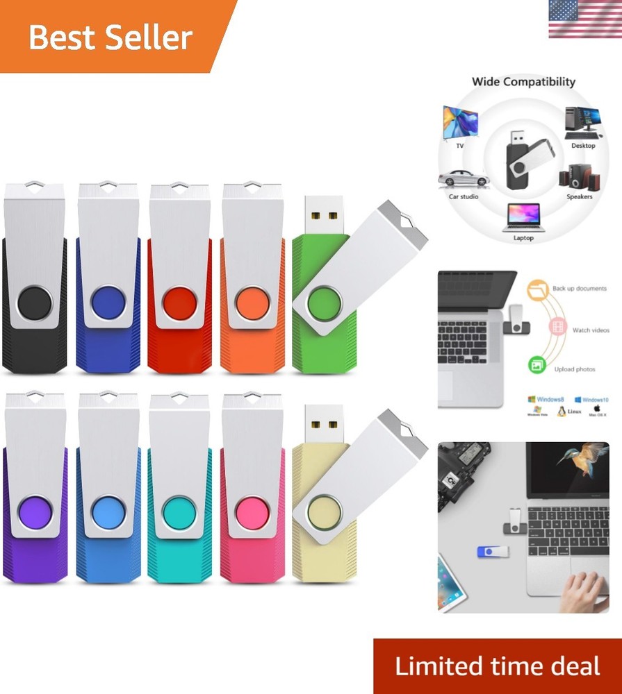 10 Pack 8GB USB Flash Drives with LED Indicator for Efficient Storage