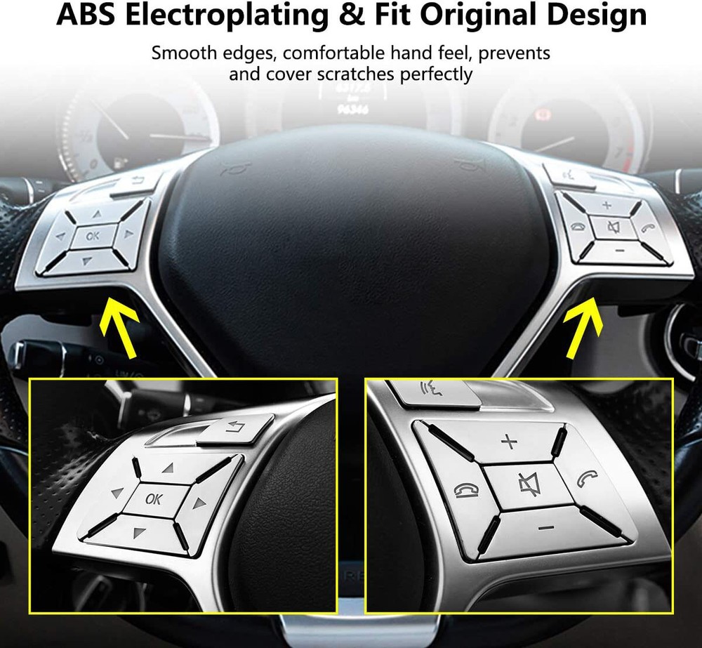 Steering Wheel Button Silver Trim For Mercedes Benz E300 E350 E400 2012-2017