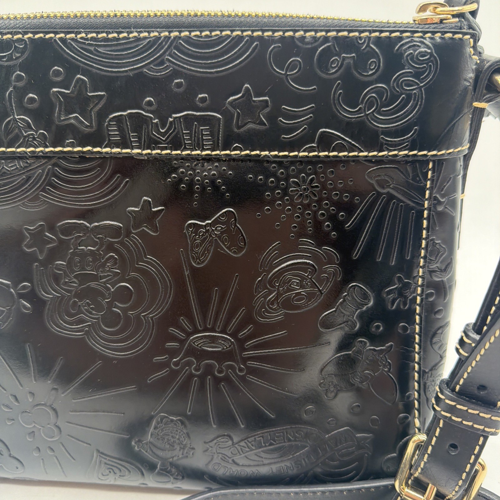 Disney Dooney & Bourke Leather Sketch Allison Crossbody Embossed All Black