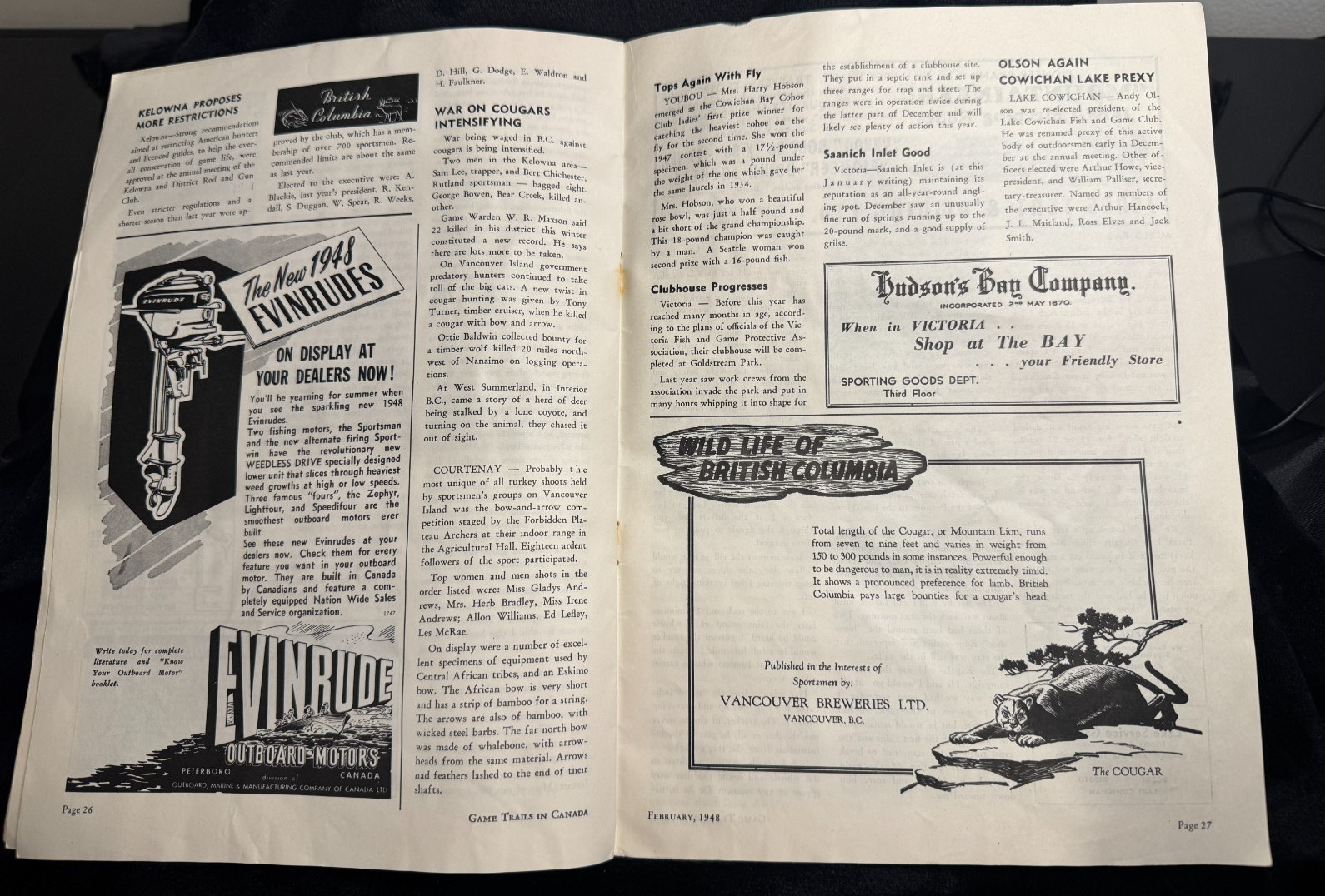 Western Canada's Game Trails 1948 Hunting Vintage Magazine Fish Outdoors BC #564