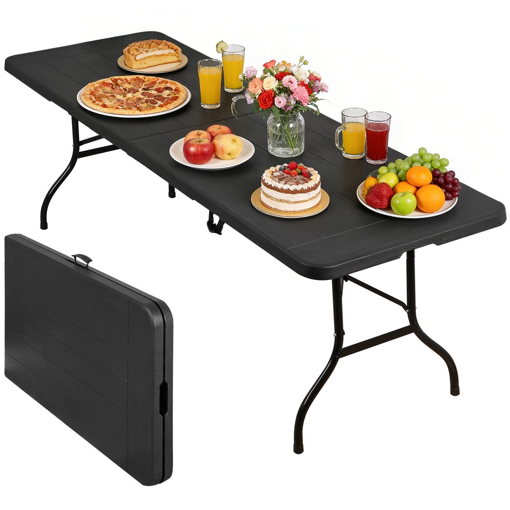 6ft Portable Folding Table Easy Setup Foldable Table for Patio Camping Garage