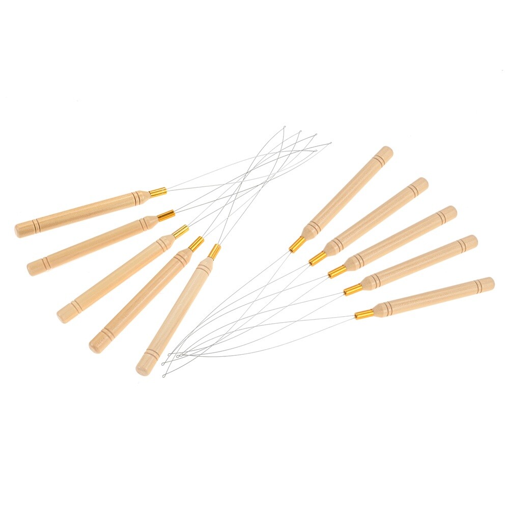 10Pc Hair Extension Loop Needle Threader 22.3cm Pulling Tool for Beaded Bracelet