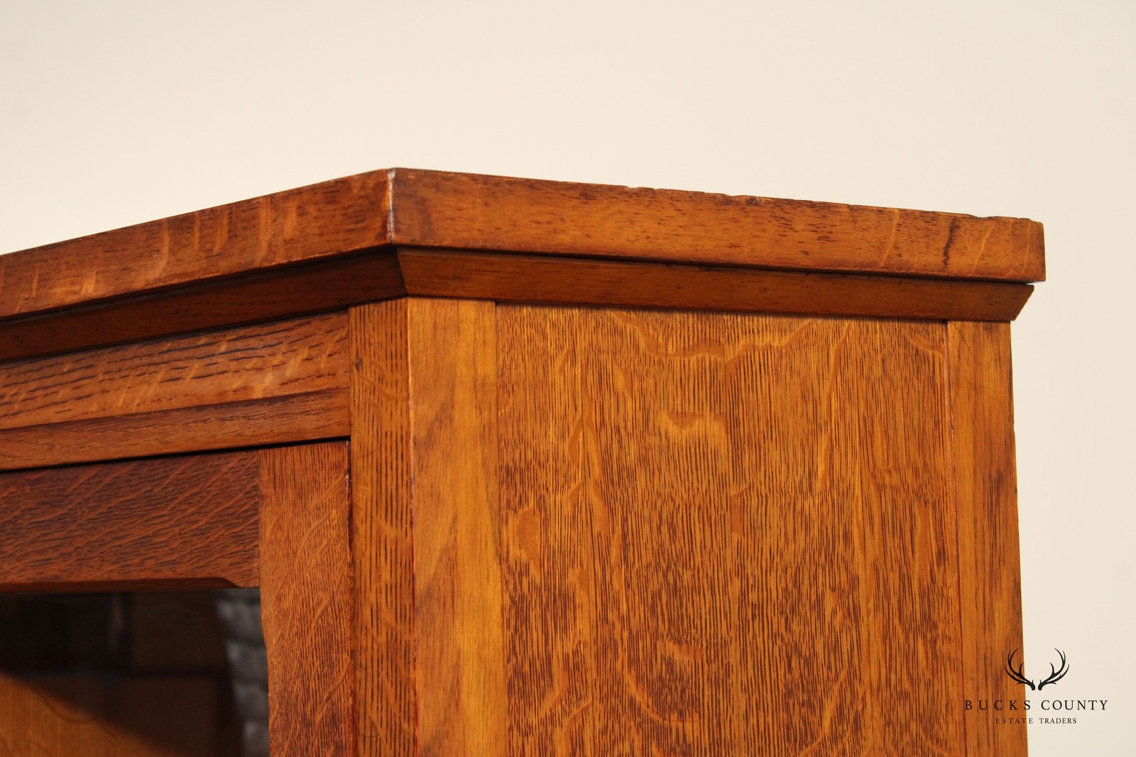 Antique Mission Oak Sliding Glass Door Bookcase