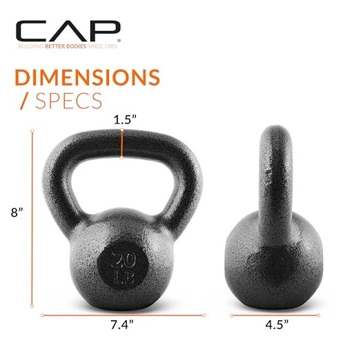 Cast Iron Kettlebell - Coated, Multiple Weights, Singles & Sets for Strength Tra