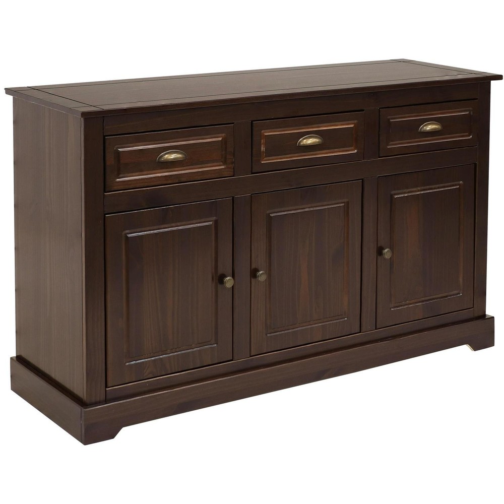 Solid Pine Sideboard With 3 Drawers And 3 Doors - 32 In
