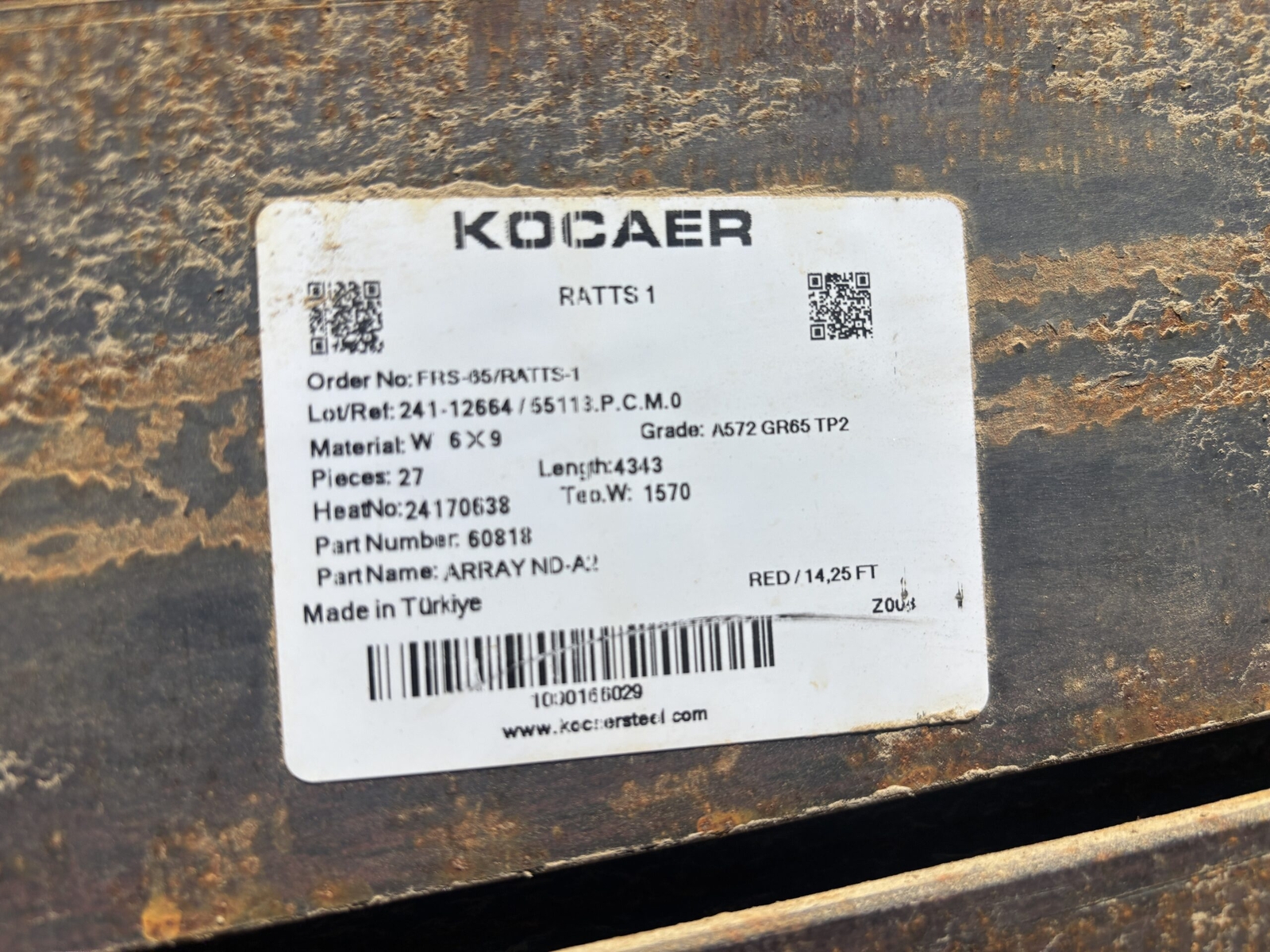 W6 x 9 Steel I-Beam 14' 4" Long | Structural Wide Flange Beam | 9 lbs/ft | W6x9