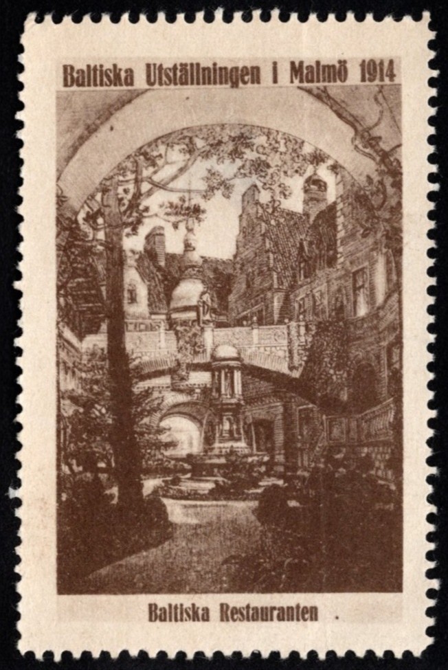 1914 Sweden Poster Stamp Baltic Exhibition In Malmö 1914 Baltic Restaurant