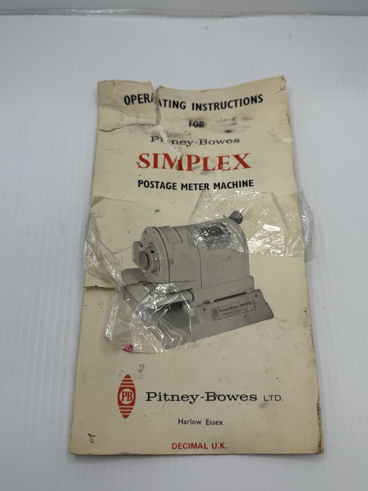 Pitney-Bowes Vintage Simplex Mail Machine Manual