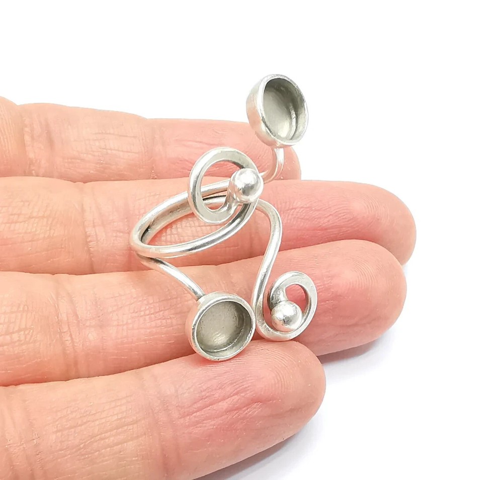 Ring Blank Setting, Cabochon Mounting, Adjustable Resin Ring Base Bezels