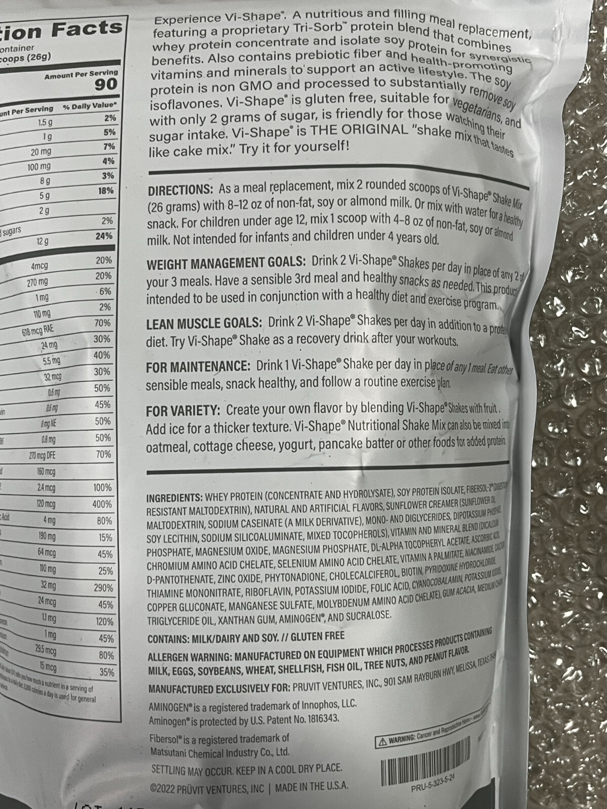 Visalus Vi Shape Nutritional Shake Mix (24 Servings) Free Shipping Exp:05/25