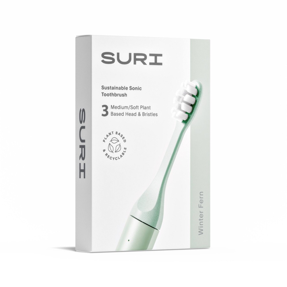 3x SURI Brush Replacement Head in Bio Bag, in a Box - Green