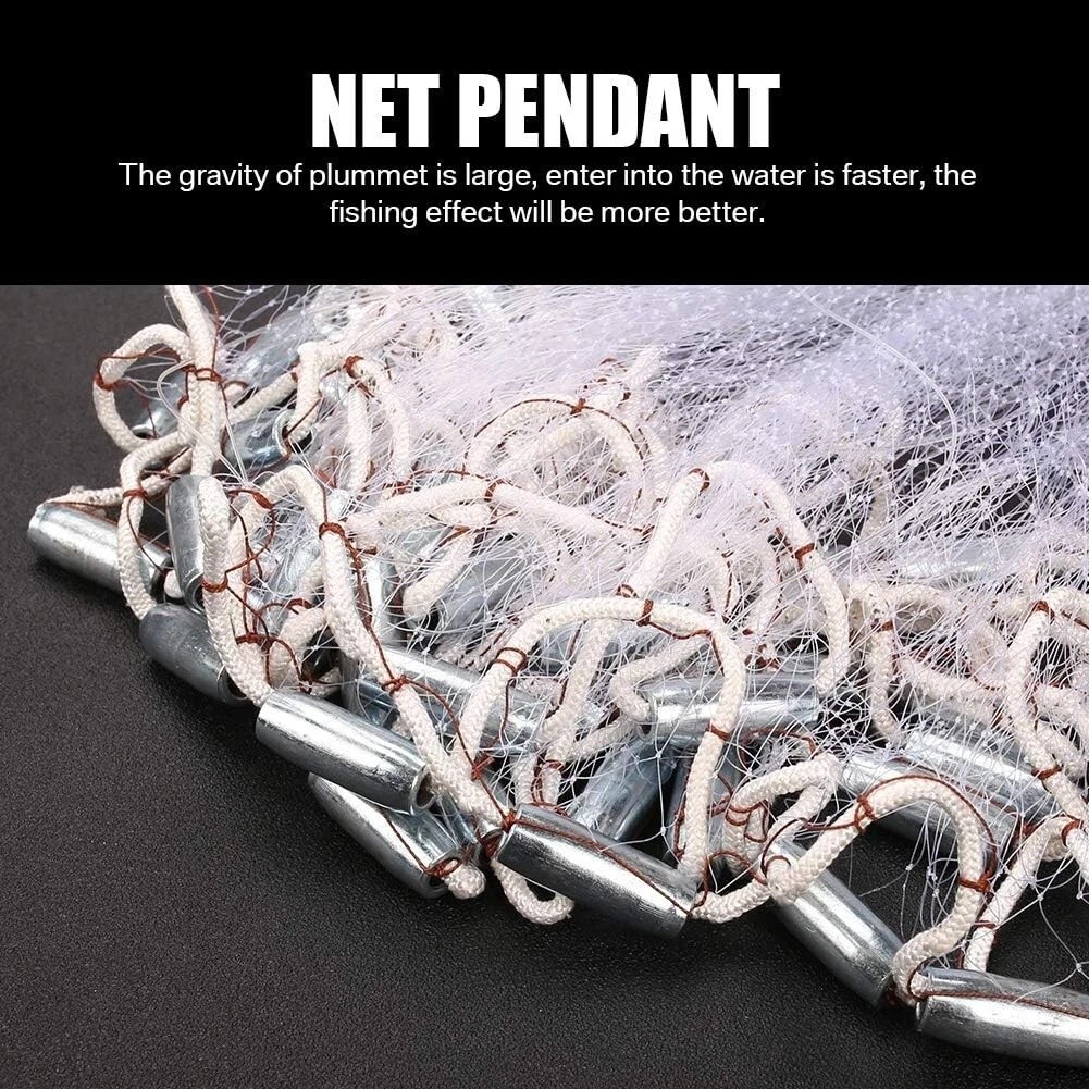 NEW 6/8/10FT Fishing Cast Net Bait Easy Throw Hand Cast Strong Nylon Mesh USA