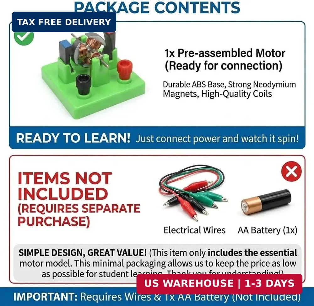 DIY DC Electrical Motor Assemble KIT - STEM Science Lab Educational Physics Lear