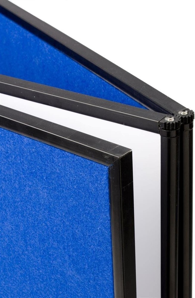 72" Tabletop Hook & Loop Display & Write-on Board, 3 Panels - Blue & White