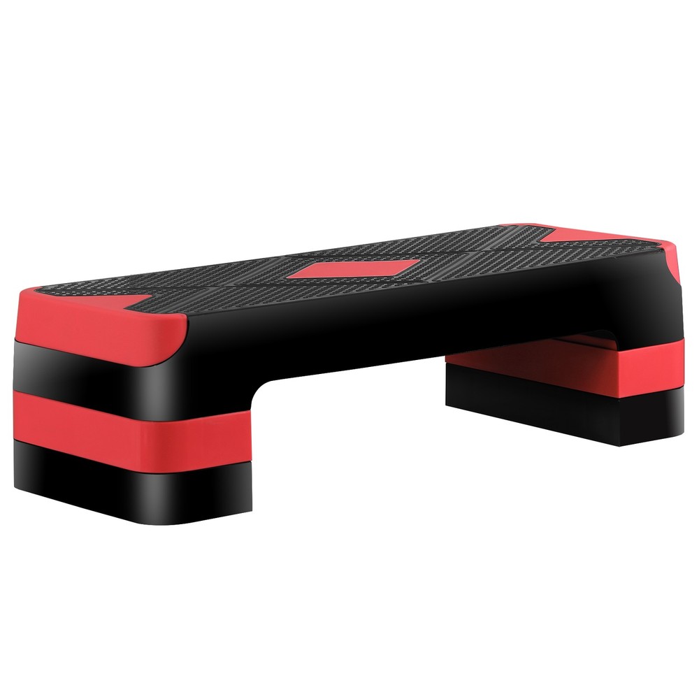 26.5" Aerobic Exercise Step Platform w/4 Risers Adjustable Workout Stepper Red