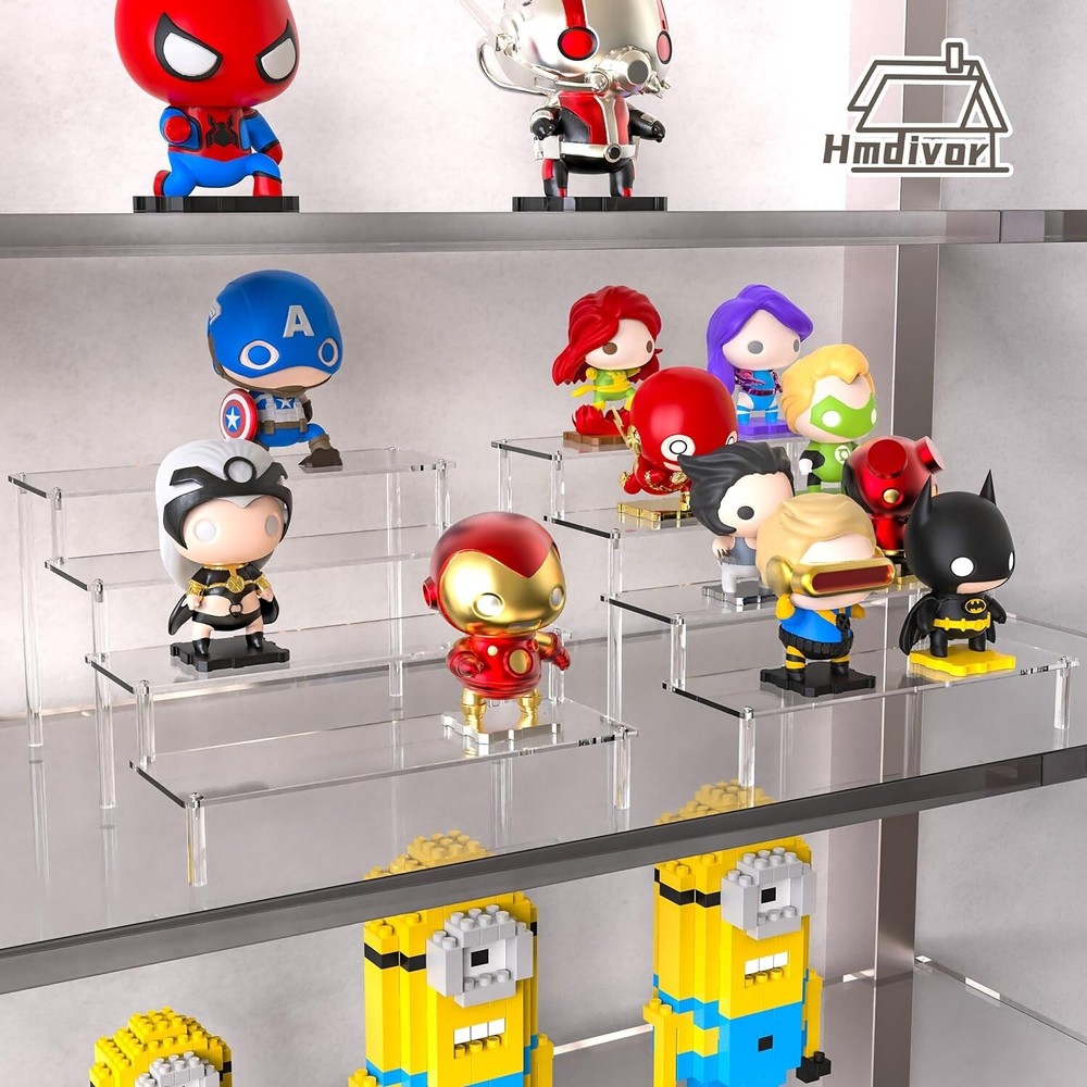 Hmdivor Acrylic Risers for Display 1 Pack 4 Tier Acrylic Display Risers 12 IN
