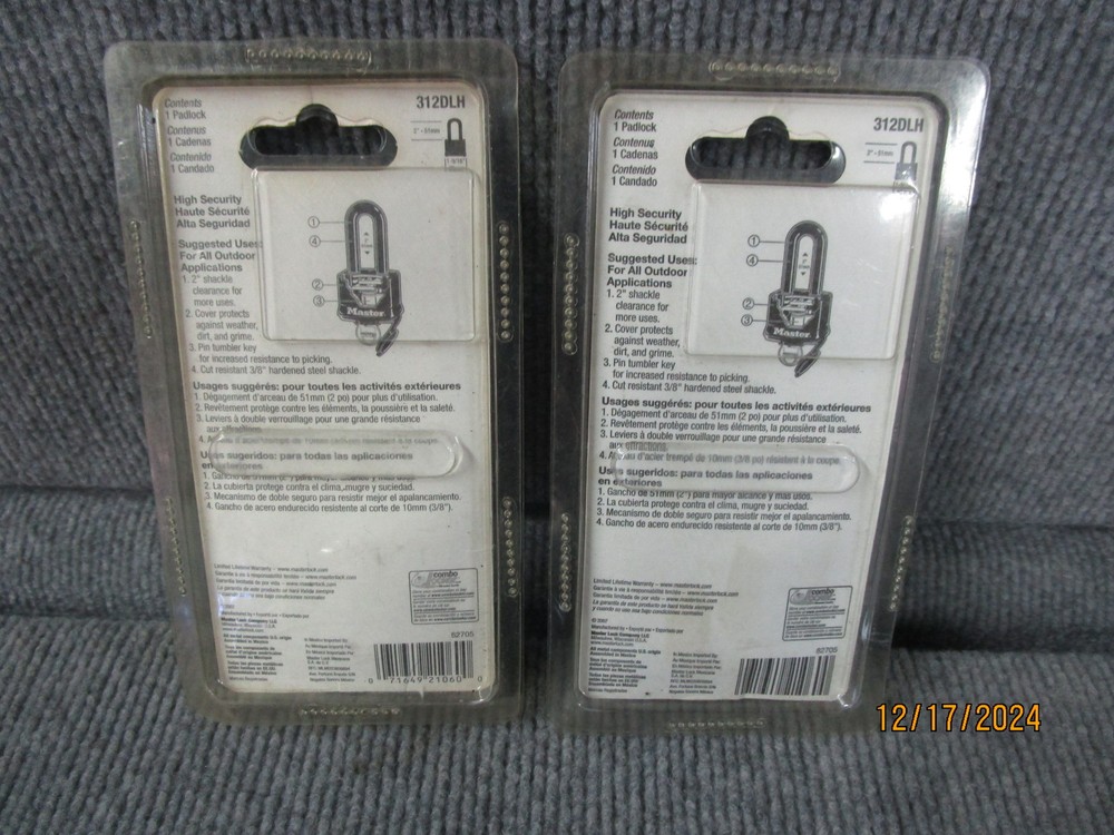 2 Master Lock Pad Locks 312DLH
