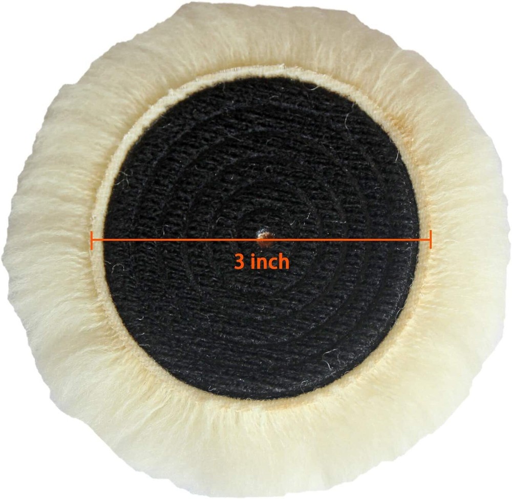 Polishing Pad Buffing Pad Kit 4PCS 3 Inch Buffer 100% Natural Wool Hook and Loop