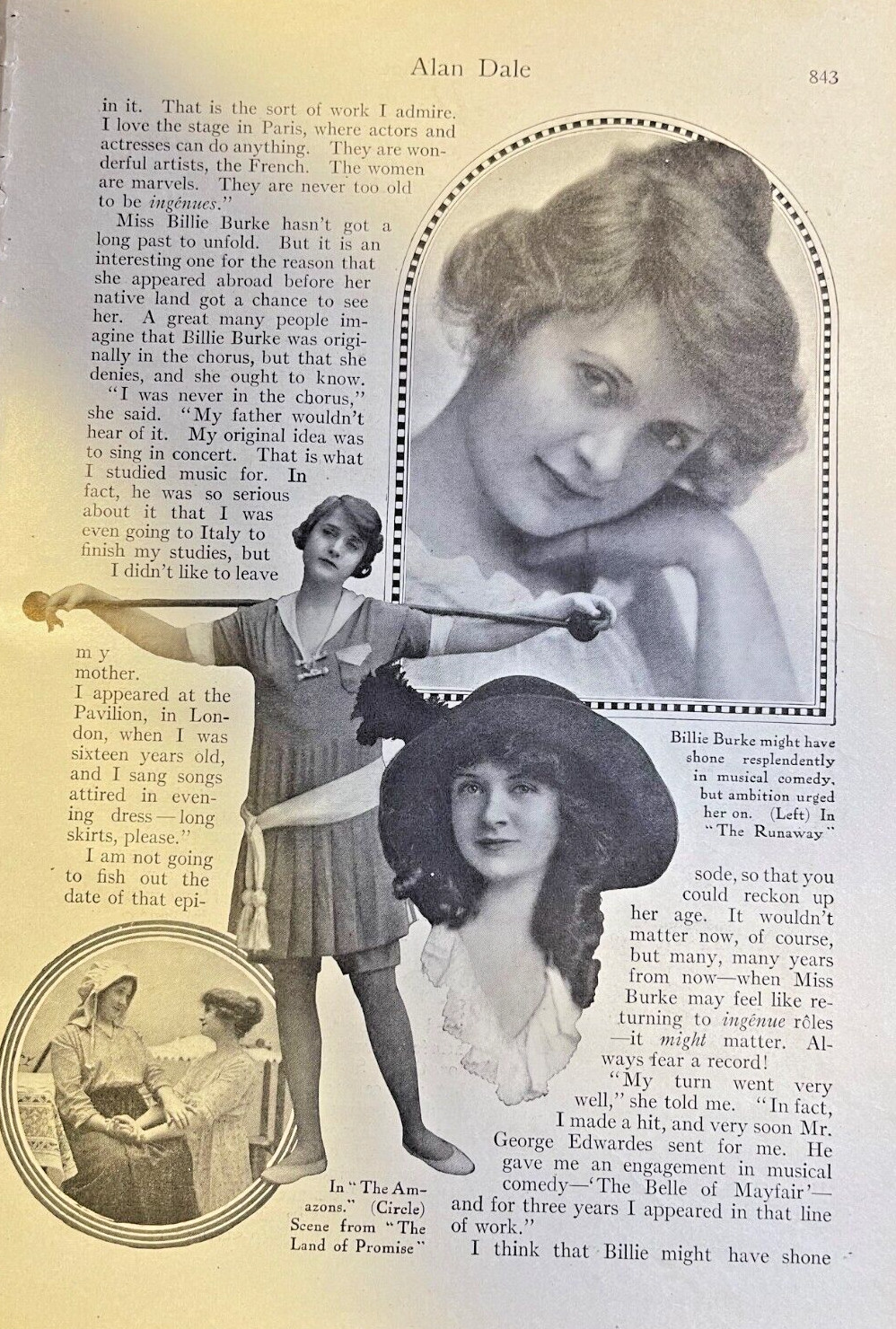 1914 Actress Billie Burke illustrated