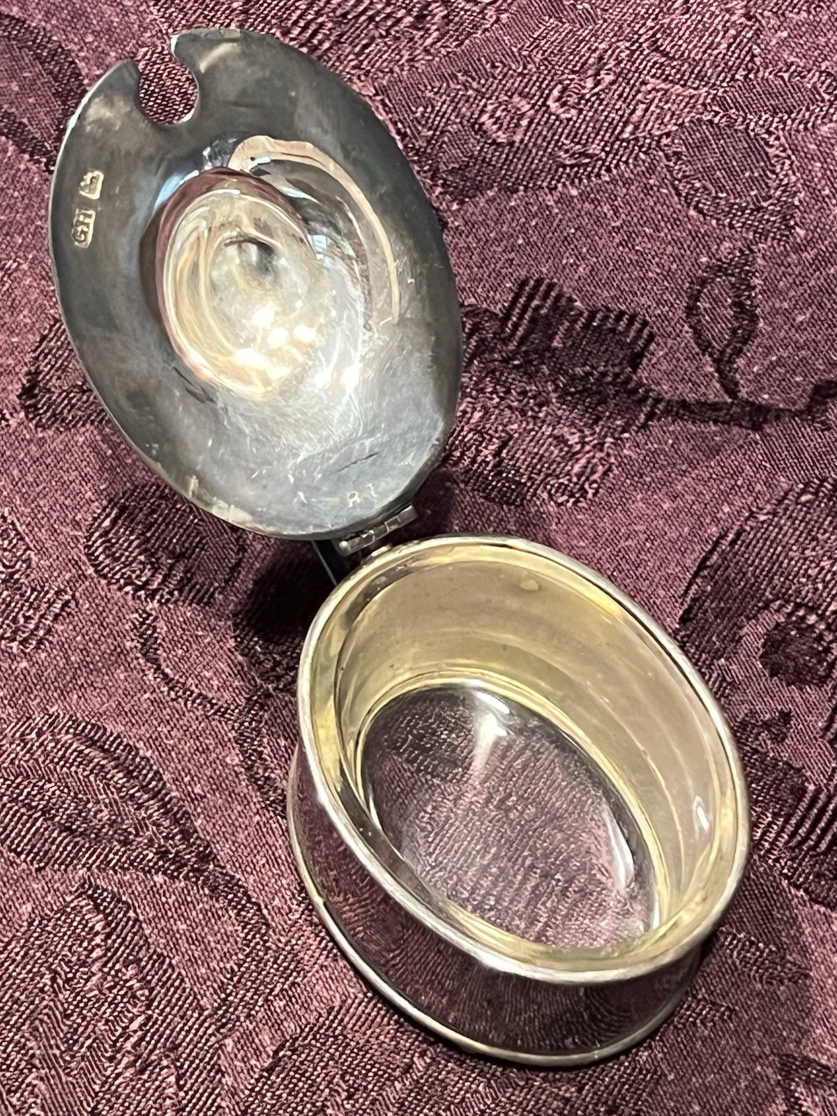 Antique Sheffield England Sterling Silver Mustard Pot With Glass Liner