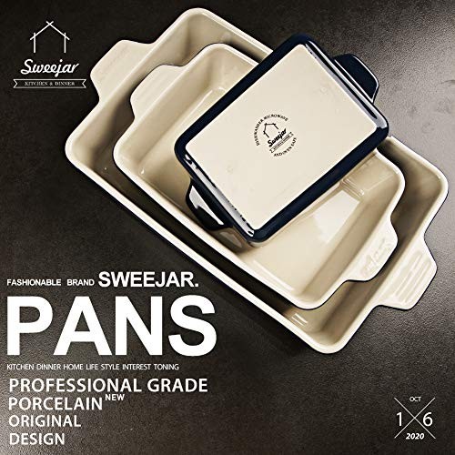 Ceramic Bakeware Set, Rectangular Baking Dish Lasagna Pans for Cooking, Navy