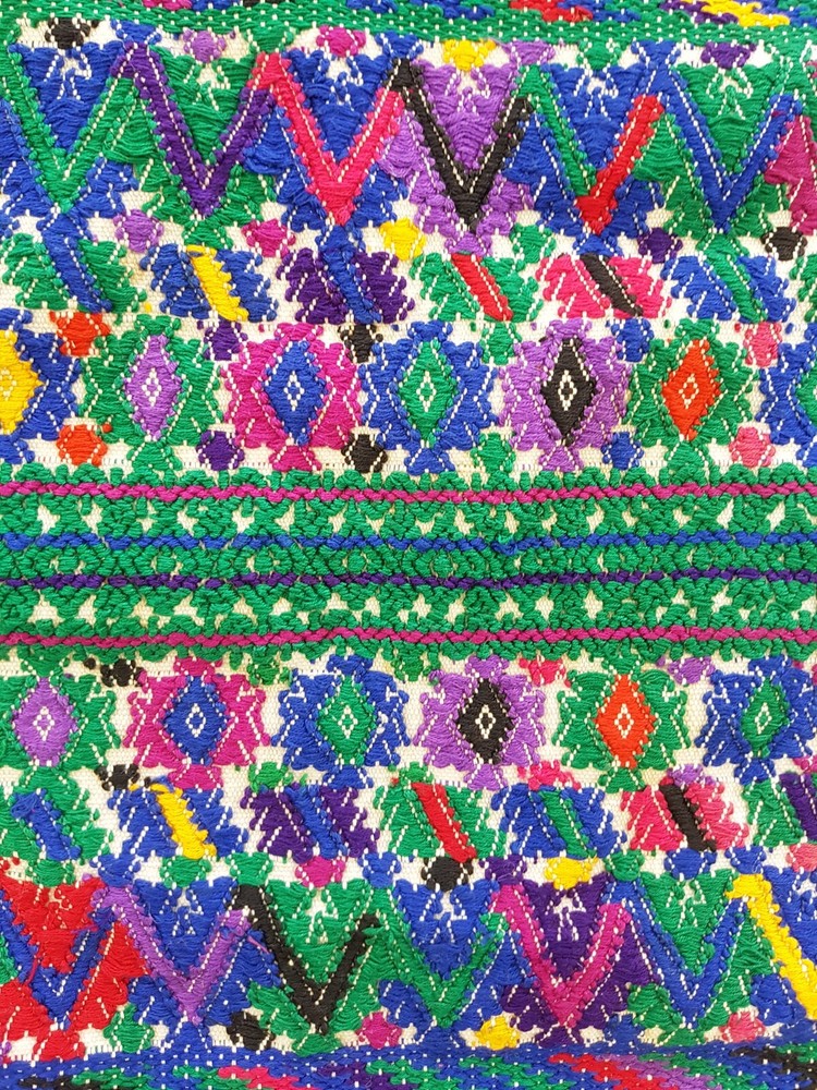 Vintage Guatemalan Handwoven Geometric Pattern Panel 127x47cm
