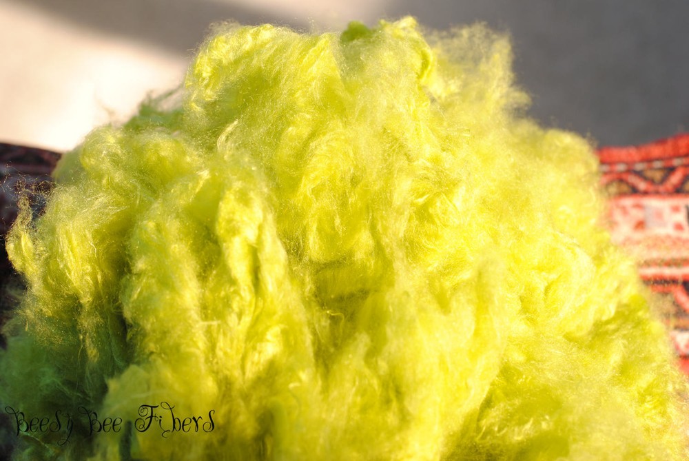 KEY LIME - Pulled Sari Silk Cloud, Recycled Sari Silk, Silk - 1 oz
