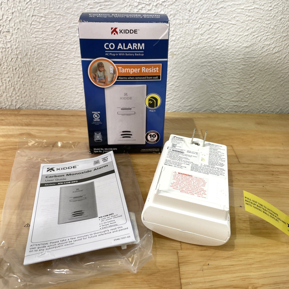 KIDDE CO Alarm Model No. KN-COB-DP2 -- AC Plugin w/ Battery Backup