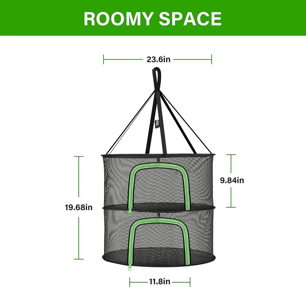 Drying Rack 2-Layer 2-Feet Hanging Mesh Net Dryer Collapsible W/ U-Shape