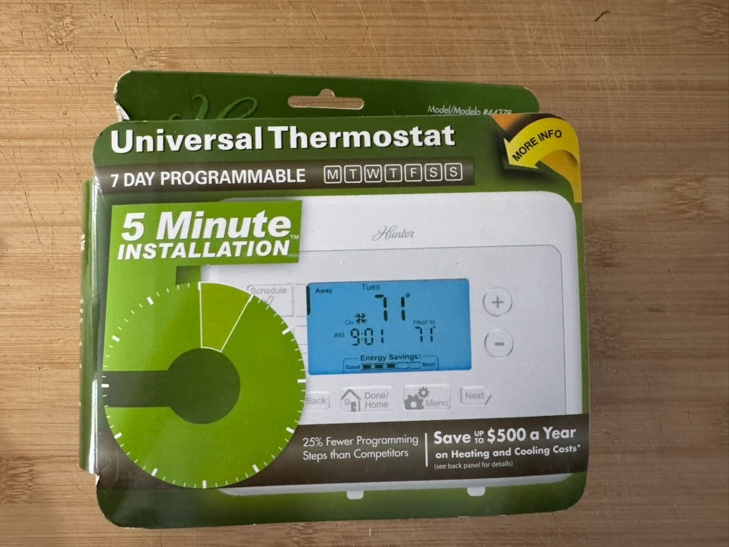 Hunter Home Comfort 44378 Digital 7 Day Programmable Thermostat White ProgramNEW