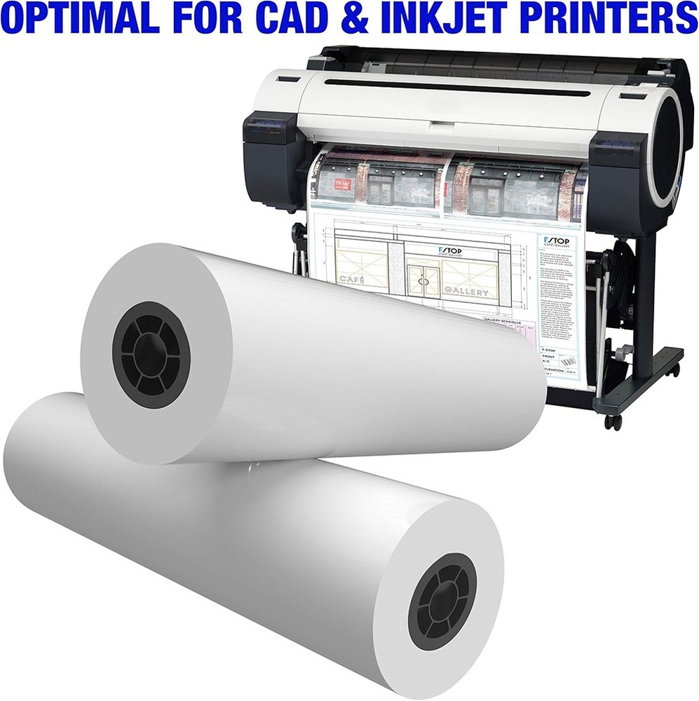 2 Rolls 24" x 150' 20 lb Bond Plotter Paper Wide Format Inkjet Printers 2" Core