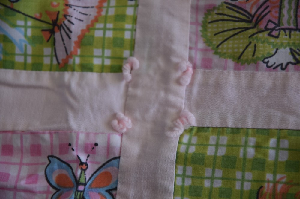 Vintage Katie's Patchwork Sears Crib Blanket Throw Retro Children's Quick Quilt