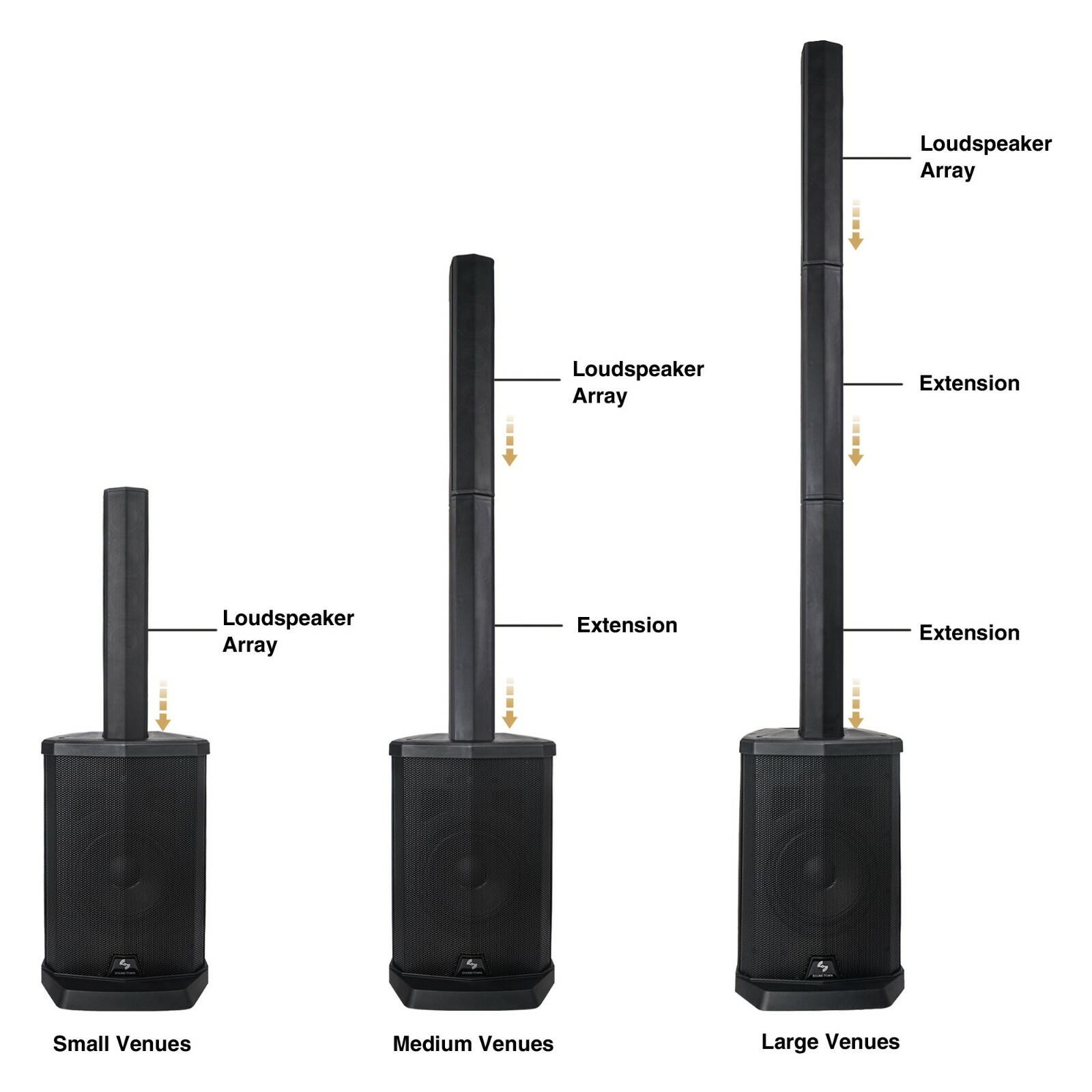 Sound Town Portable Line Array Column PA System w/h Sub Bass, Bluetooth CARPO-L1