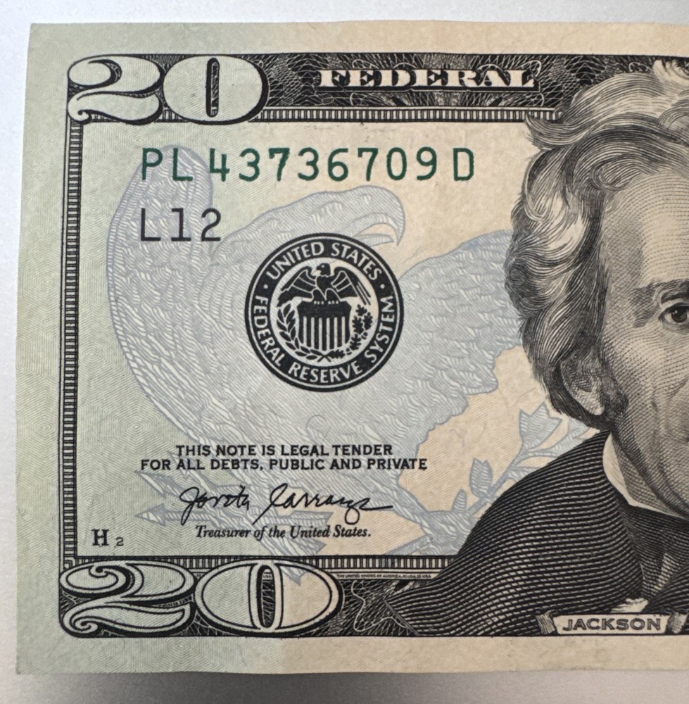 One (1) 2017 $20 Note w/Over-Ink Error on the Upper & Lower #7’s!