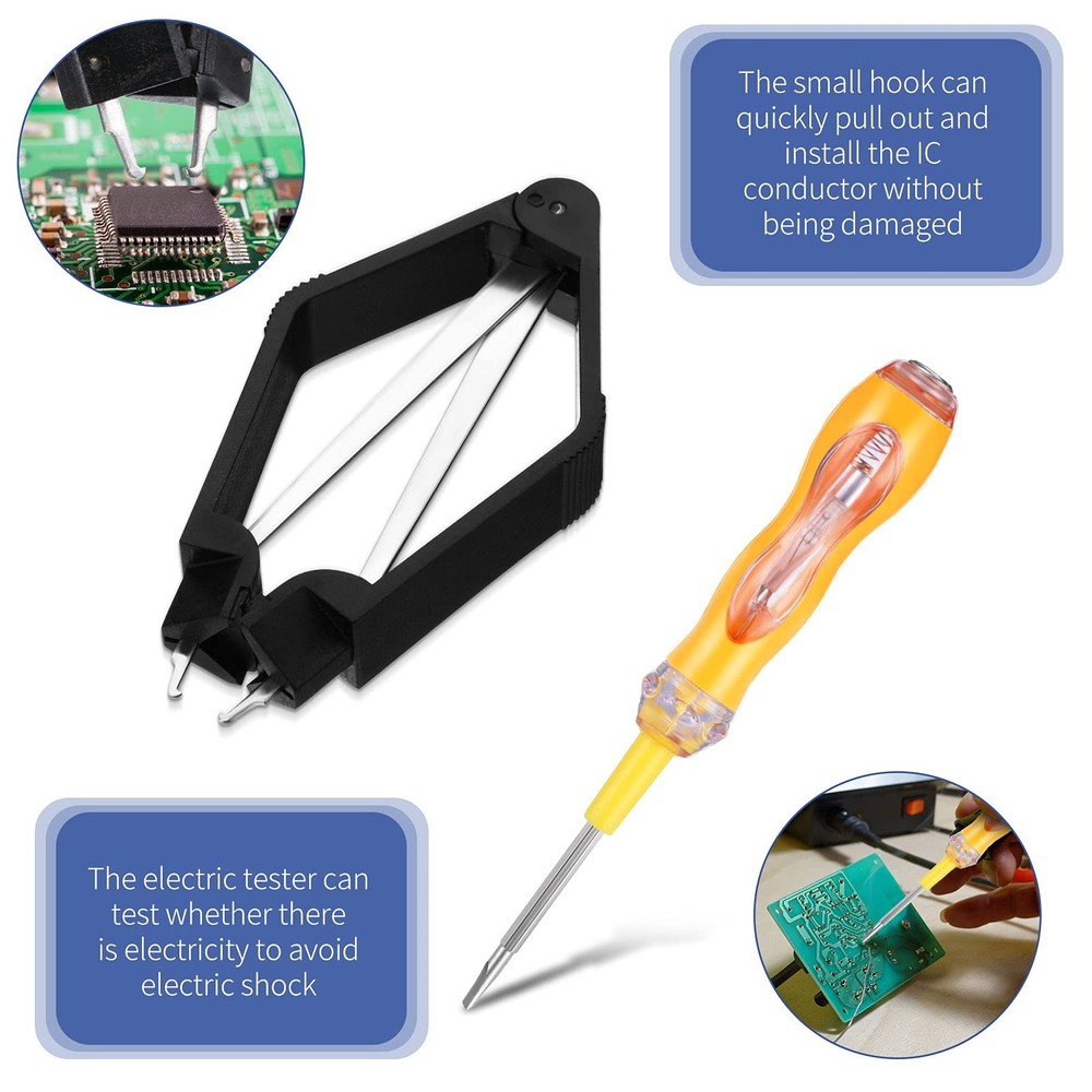 4 Pieces IC Chip Remover Tool PLCC Extraction Extractor Black