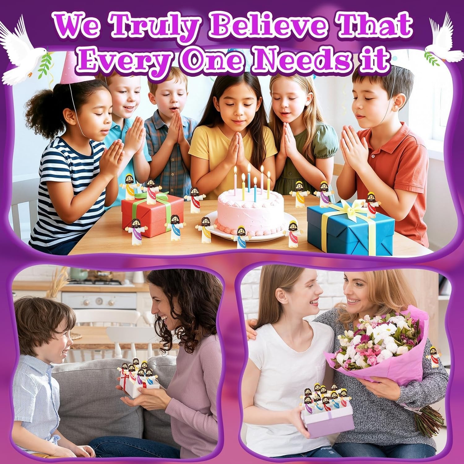 100 Pack Little Jesus Figures Loves You, Tiny Mini Jesus Figurines in Bulk