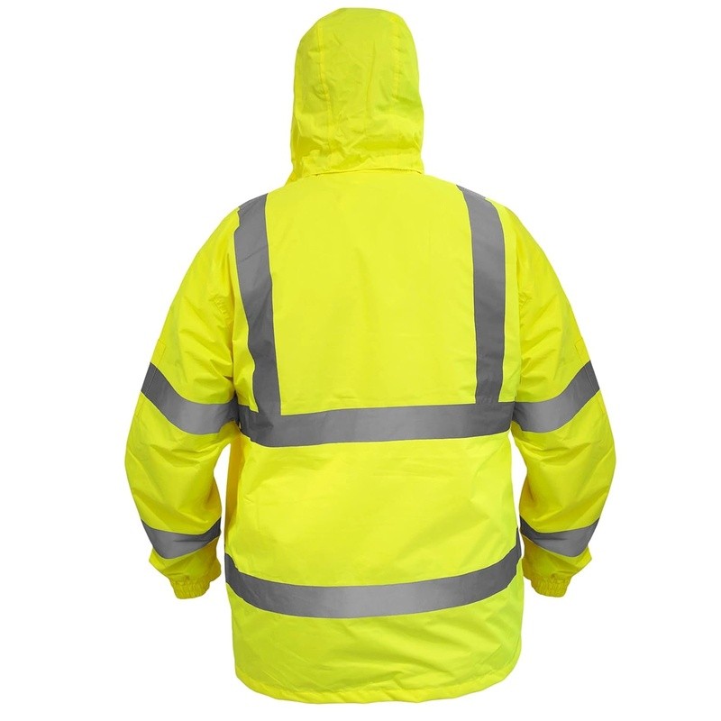 High-Visibility Rain Jacket ANSI Class 3 Waterproof Construction Work Gear New
