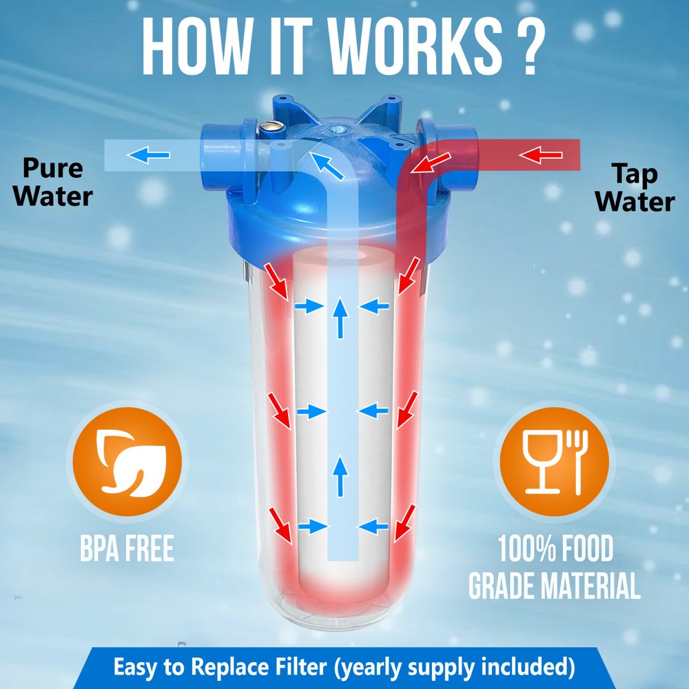 10" Clear Standard Whole House Water Filter System with Block Carbon Filter