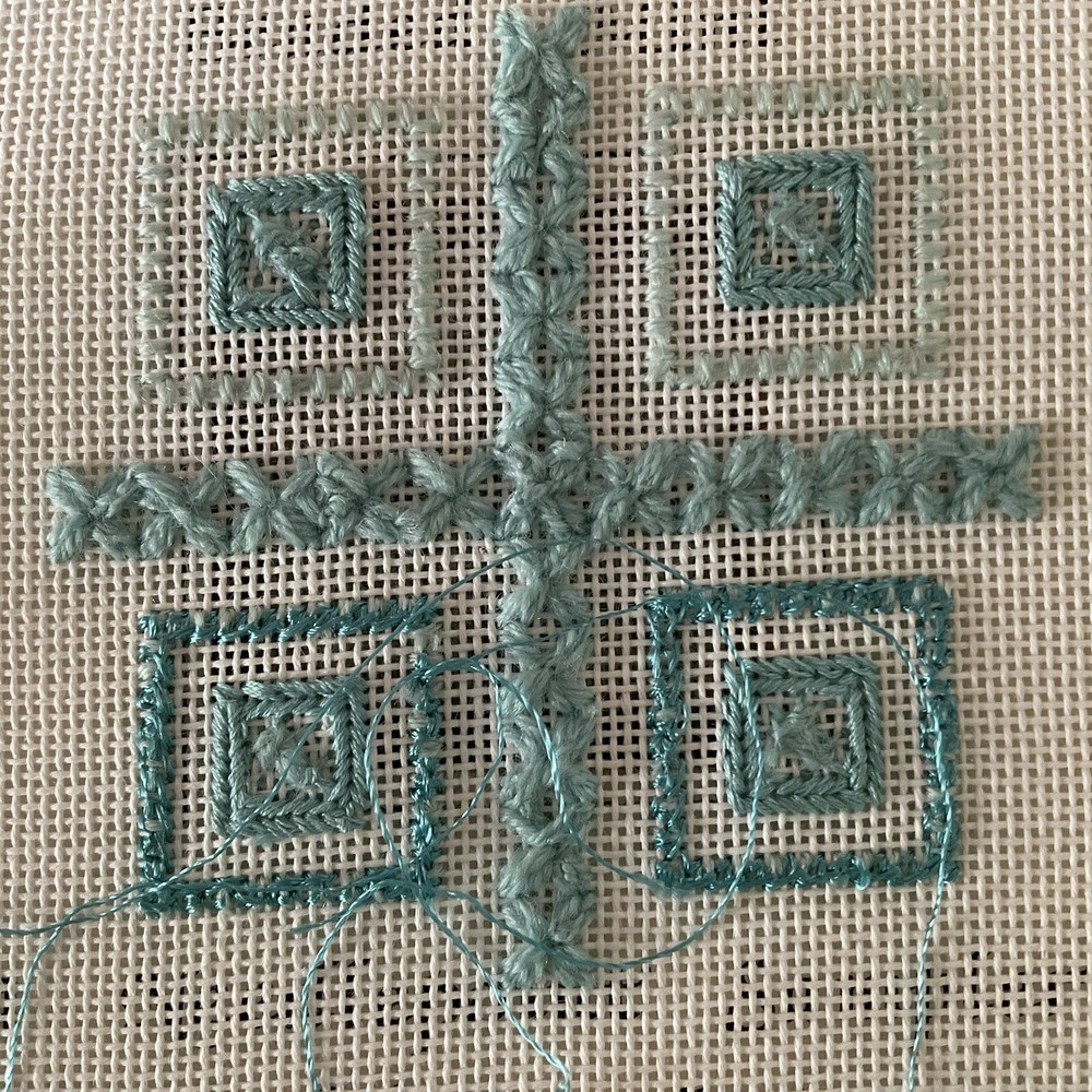 JBW DesignsBeaded Mini A Needlepoint Sampler Kit Started Judy Whitman 5" Square
