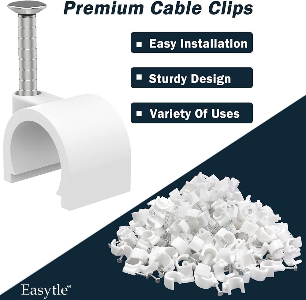Sturdy 100-Piece Nail-In Cable Clips - Easy Installation & Secure Holding