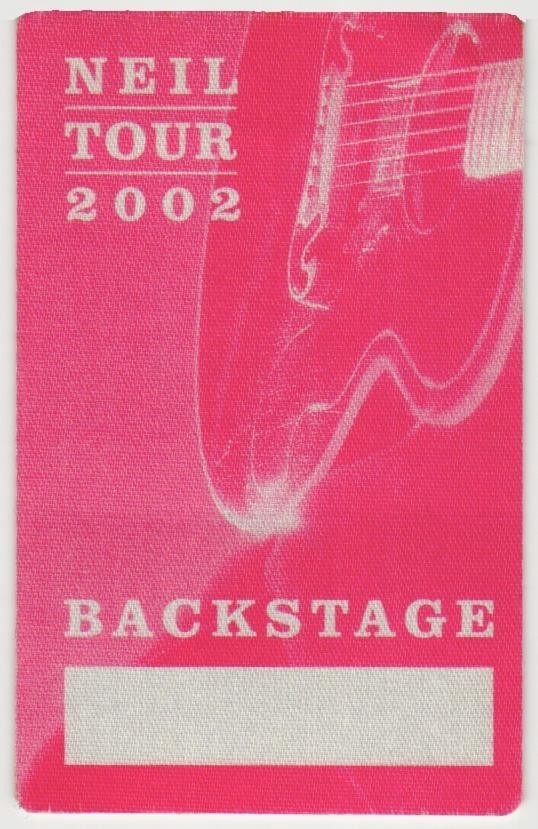 Vintage 2002 Neil Young Concert Backstage Pass