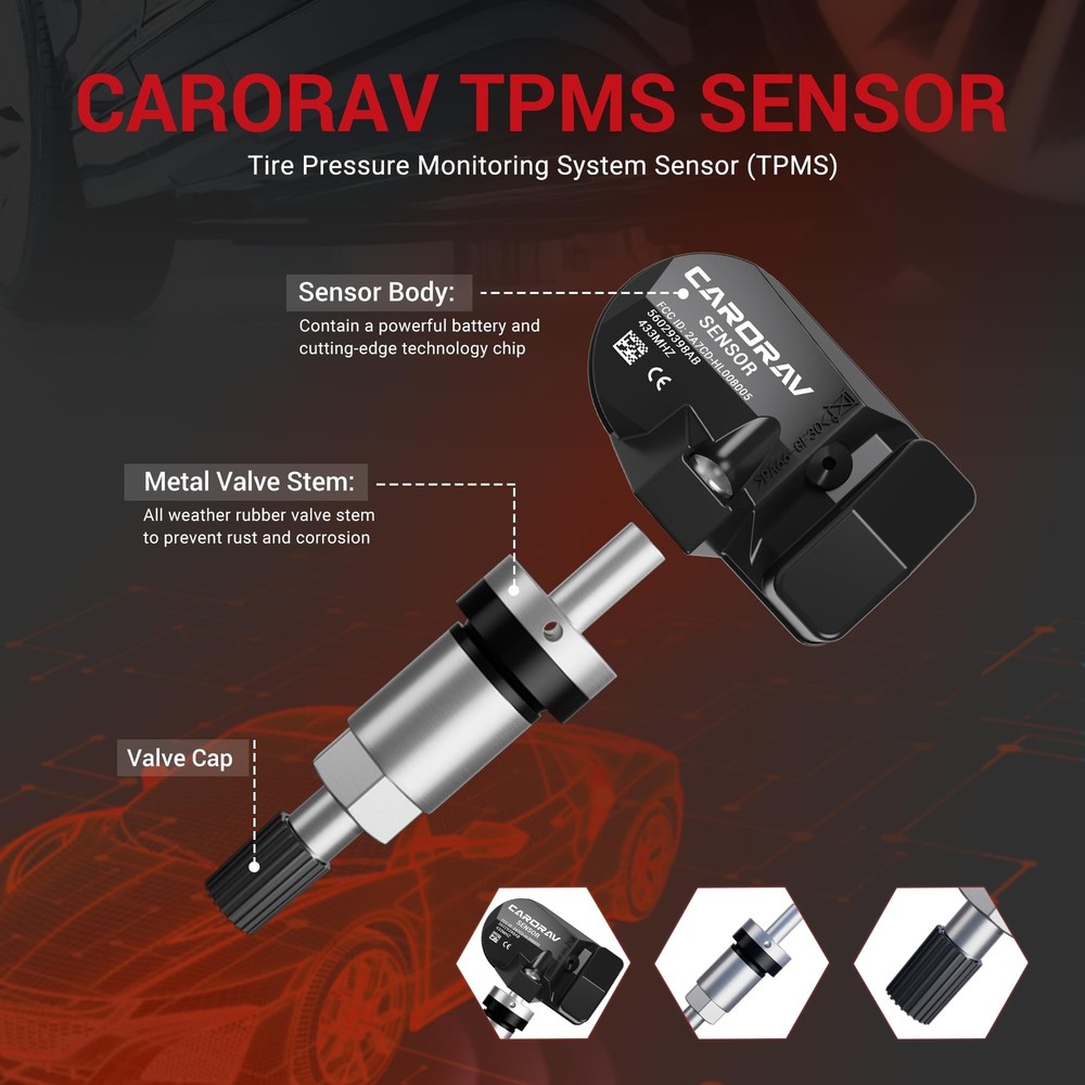 TPMS Sensor, 4-Pack Tire Pressure Sensor Replacement for Chrysler Jeep Dodge ...