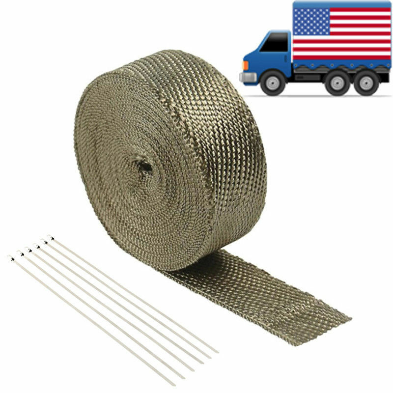 2" 50Ft Titanium Basalt Manifold Header Exhaust Pipe Heat Wrap +6 Ties Kit