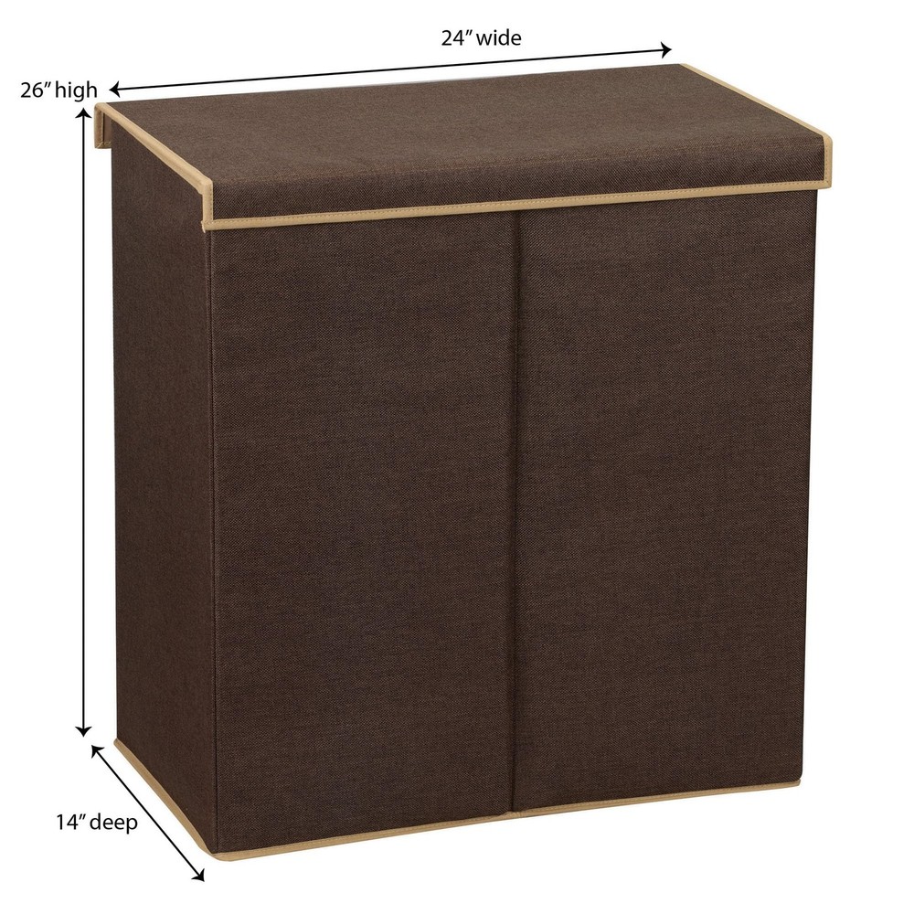 Double Laundry Hamper with Lid, Two Compartments for Easy Sorting with