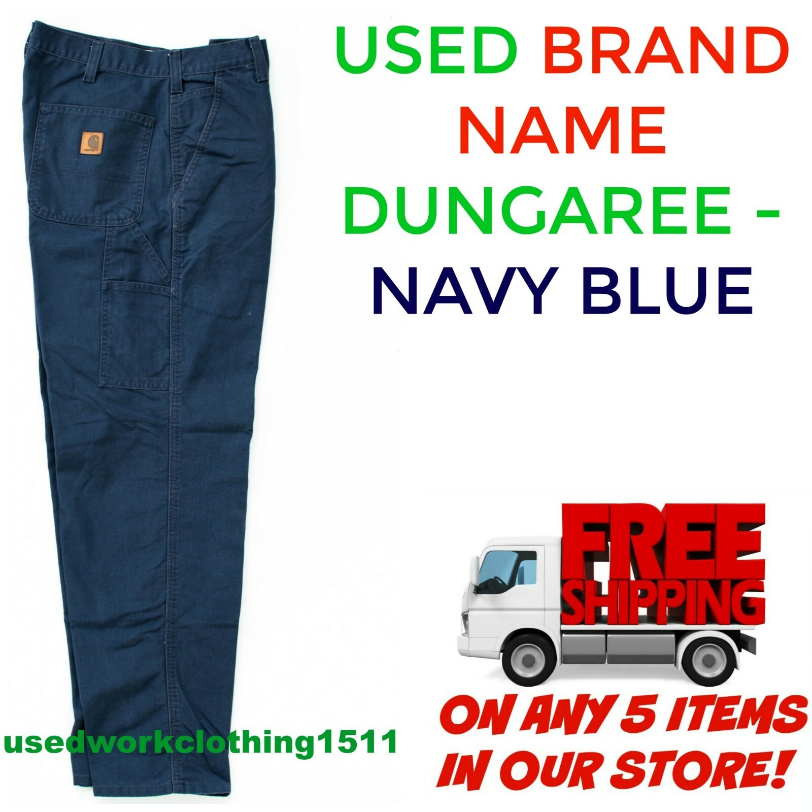 Used Work Pants Cintas Redkap Unifirst G&K Carhartt Navy Blue Dungarees Cargo