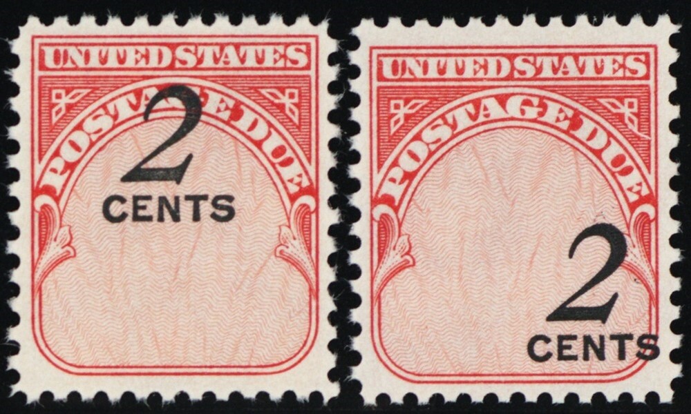 J90, Mint NH 2¢ Two Different Black Color Shift Errors - Stuart Katz